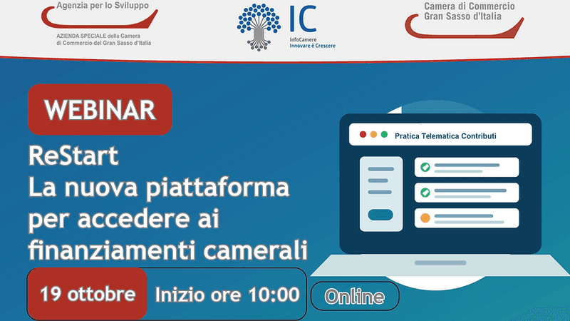 Webinar gratuito "ReStart": la piattaforma per accedere ai finanziamenti camerali